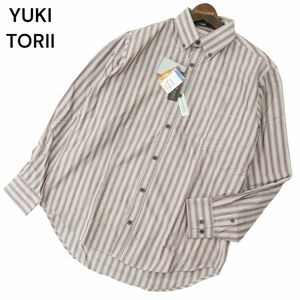 【新品 未使用】 YUKI TORII HOMME ユキトリイ オム 椿布 長袖 ボタンダウン マルチ チェック シャツ Sz.L　メンズ　A4T01634_2#C