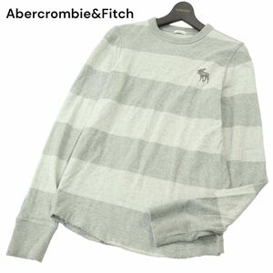 Abercrombie&Fitch アバクロンビー＆フィッチ 通年 トナカイ刺繍★ ボーダー 長袖 カットソー ロンTシャツ Sz.S　メンズ　A4T01699_2#C