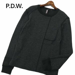 美品★ P.D.W. AVIREX アヴィレックス 通年 切替 長袖 サーマル カットソー ロンTシャツ Sz.M　メンズ グレー　A4T01672_2#F