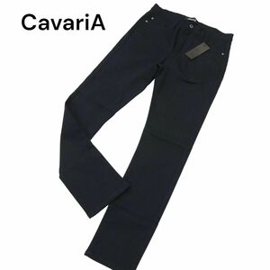 【新品 未使用】 CavariA キャバリア 通年 ストレッチ★ スキニー ブラック デニム パンツ ジーンズ Sz.48　メンズ ネイビー　A4B00930_2#R