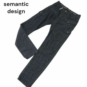 semantic design セマンティック デザイン ダイヤ 総柄★ スキニー カーゴ デニム パンツ ジーンズ Sz.M　メンズ　A4B00944_2#R