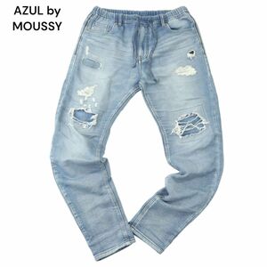 AZUL by MOUSSY アズール マウジー クラッシュ&リペア加工★ スウェット ドビー デニム パンツ ジーンズ Sz.L　メンズ　A4B00940_2#R