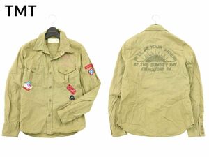 TMT ティーエムティー ビッグホリデー 通年 ワッペン★ ダメージ加工 長袖 ワーク シャツ Sz.S　メンズ 日本製　A4T01678_2#C