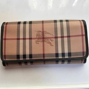 BURBERRY 二つ折り長財布 バーバリー ノバチェック レザー　メンズ　レディース　ブランド　ブラウン