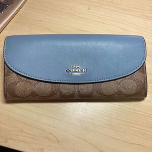 コーチ 長財布 レザー シグネチャー ウォレット COACH 二つ折り長財布 ブルー　青　ブランド　レディース