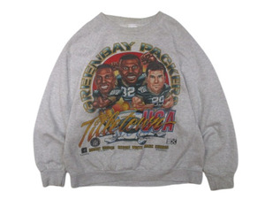 即決☆ USA製 1996年 NFL GREENBAY PACKERS グリーンベイパッカーズ クルーネック グレーXL. reggie white robert brooks mark chmura