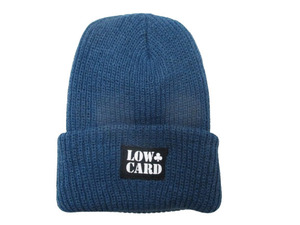 新品☆即決 LOWCARD MAGAZINE ローカード Long Shoreman Beanie ロゴ ビーニー 青系.antihero ourlife コンソリ hardluck driven doomsayer