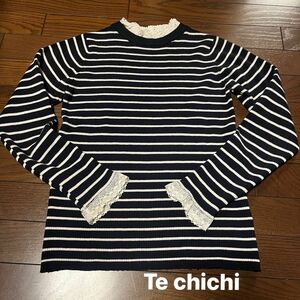 Te chichi TERRACE ボーダーニット　レース付　