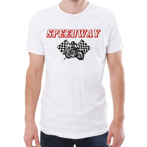 【6oz】【XL】SPEEDWAY11 2C AR【ホワイト-濃赤黒】X-LARGE/ GILDAN男女兼用【STCK.】]【ST/【新品.】]【N/2245