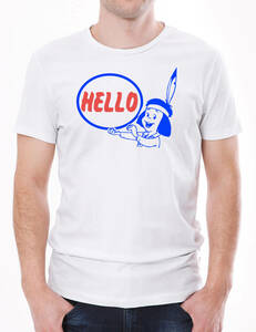 【6oz】【L】MESSAGE HELLO AR【ホワイト-赤青】LARGE/ GILDAN男女兼用 新品./2192 売