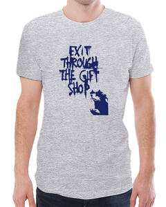 【6oz】【L】Banksy Exit AR【グレー-紺】LARGE/ GILDAN男女兼用/2171 売