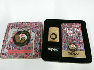 35080◆未使用 70th ANNIVERSARY Zippo Brass Case 70周年記念ジッポー ブラスケース　メタル貼り2002年製造　金色ユニット 希少品　缶入