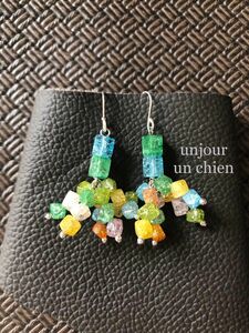 unjour un chien ＊クラック水晶＊ピアス＊ハンドメイド＊イヤリング＊crack crystal＊スクエア⑤