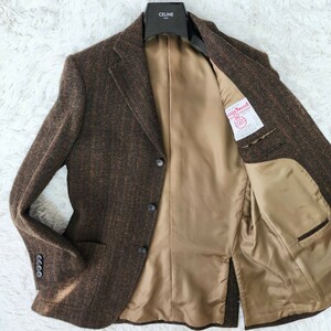 美品 XL相当 ダニエルクレミュ×ハリスツイード テーラードジャケット パッチポケット ミックスツイード 3B Harris Tweed DANIEL CREMIEUX