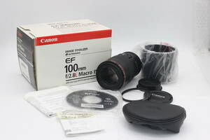 【元箱付き】キャノン Canon EF MACRO 100mm F2.8 L IS USM 前後キャップ フード付き レンズ U9