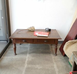 0 old wooden. low table drawer attaching writing desk retro modern Showa era old Japanese-style house Vintage old tool. gplus Hiroshima 2402i