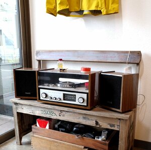 0 junk ONKYO desk vacuum tube stereo radio ST-55 concert jr record player attaching retro Showa era old tool. gplus Hiroshima 2402i