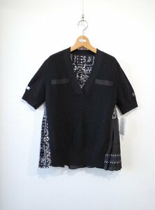 ★2021年　sacai/サカイ　*Vネック　切り替えプリーツ　半袖トップス/size:1*　古着のgplus広島　2402r4