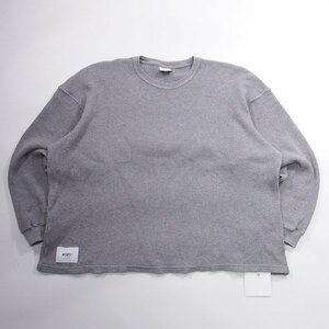 美品 23aw Wtaps WAFFLE 01 / LS / COTTON. SIGN / ASH GRAY 03 ダブルタップス ワッフルロンT グレー