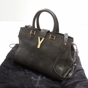 YVES SAINT LAURENT イヴサンローラン Yライン カバス シック 2WAY ショルダーバッグ グレー