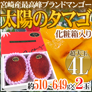 （予約）限定1箱！宮崎産【太陽のタマゴ】超大玉4L 2個入 今年もやります！！！！