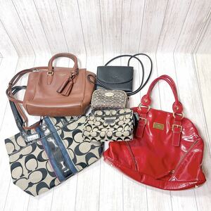 １円～　コーチ等　バッグ　6点　まとめ　ポーチ　トートバッグ　シグネチャー　キャンバス　レザー　0218BAG_SET06