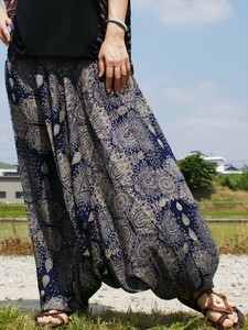 * ethnic Aladdin sarouel pants olientaru print * including carriage new goods D* Asian Momo nga pants unisex room wear yoga 