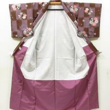 ★着物10★ 1円 化繊 小紋 Mサイズ 袷 身丈164cm 裄65.5cm [同梱可] ☆☆_画像9