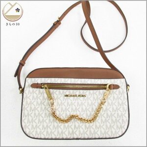 着物10 MICHAEL KORS マイケル・コース MK柄 クロスボディ ショルダーバッグ アイボリー系 / ブラウン レディース ブランド品 ☆☆☆