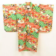 ★着物10★ 1円 絹 子供着物 縮緬 女児用 袷 身丈109cm 裄57cm [同梱可] ☆☆_画像6