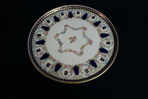 ★020759 HEREND ヘレンド HANDPAINTED 色絵金彩花図 大皿 プレート皿 直径34.8cm ★