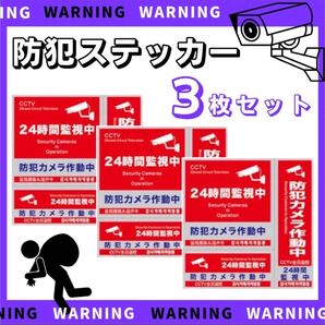 防犯ステッカー 3種類 3枚セット セキュリティ 防犯シール 防水 ステッカー