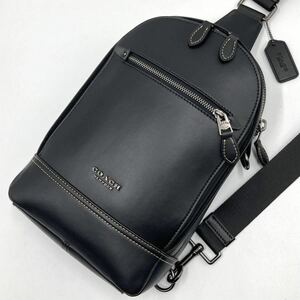 1円〜【新品未使用 入手困難品】定価13万円 COACH コーチ グラハム ボディバッグ ショルダーバッグ クロスボディ オールレザー メンズ 黒