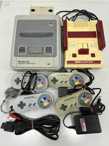 1円～ジャンク 任天堂 ファミコン スーパーファミコン 2台まとめ コントローラー付 FC SFC本体 レトロゲーム機 