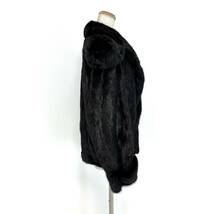 【貂商】h2261 HARAJUKU MOTHER メンズ ブラックミンク デザインコート ハーフコート セミロング ミンクコート 貂皮 mink身丈 約65cm_画像4