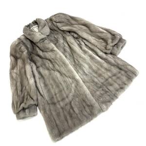 【貂商】h2398 SAGA MINK ROYALサファイアミンク ハーフコート デザインコート セミロング ミンクコート 貂皮 mink身丈 約85cm