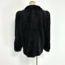 【貂商】h2430 SAGA MINK ブラックミンク ハーフコート セミロング シェブロン ミンクコート 貂皮 mink身丈 約65cm_画像3