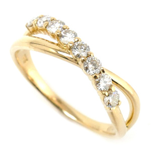 K18YG yellow gold ring * ring diamond 0.33ct 9 number 2.0g lady's used beautiful goods 