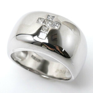 K18WG ホワイトゴールド クロスモチーフ リング・指輪 ダイヤモンド0.26ct 10.5号 6.7g レディース 中古 美品
