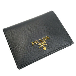 PRADA プラダ サフィアーノ メタル 二つ折り財布 ブラック 1MV204 QWA F0002 レディース 中古