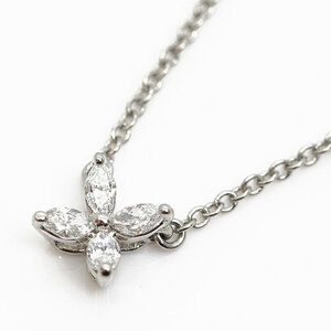 TIFFANY&Co. Tiffany Pt950 platinum creel Tria Mini necklace diamond 2.3g 41cm lady's used beautiful goods 