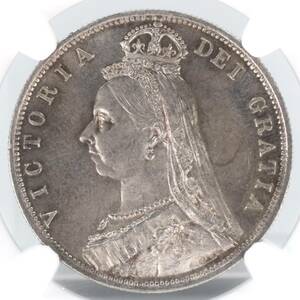 【★初年度発行】1887年 イギリス 1/2クラウン 銀貨 ジュビリーヘッド NGC MS64 ハーフクラウン ヴィクトリア女王 アンティークコイン