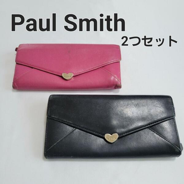 【2点セット】Paul Smith ポールスミス 長財布 2つ折り レザー ブラック ピンク