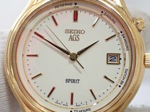 m2129 / SEIKO セイコー AGS SPIRIT スピリット 5M22-6A10 デイト オートクォーツ 自動巻 ゴールド メンズ 腕時計 現状品 非稼働 ジャンク_画像3