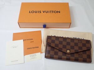 k4504 /LOUIS VUITTON ルイヴィトン ダミエ N60114 エベヌ ポルトフォイユ サラ ローズ バレリーヌ 二つ折り 長財布 カード 袋 箱付 現状品