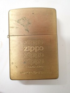 k4454 / オイル ライター Zippo ジッポ ロゴ フォント 文字 ゴールド たばこ 喫煙 現状品