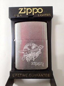 k4444 / オイル ライター Zippo ジッポ Hollywood ハリウッド Vシェイプエレキギター ブラッシュクローム シルバー たばこ 喫煙 現状品