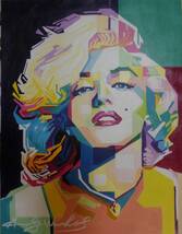 アメリカ油彩 　　人物画 　 ●　アンディ・ウォーホル 【Marilyn Monroe】裏サイン有/ 人気作品●額装 F6_画像2