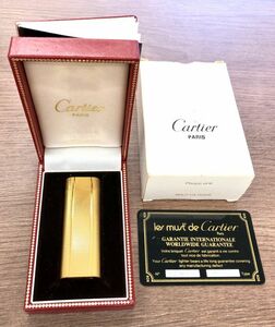 Cartier カルティエ ガスライター ゴールドカラー 着火未確認 ギャランティカード、冊子、ケース付 fah 2S116