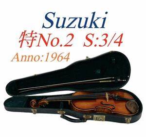 SUZUKI Suzuki stringed instruments VIOLIN violin Special No.2 3/4 size anno:1964..